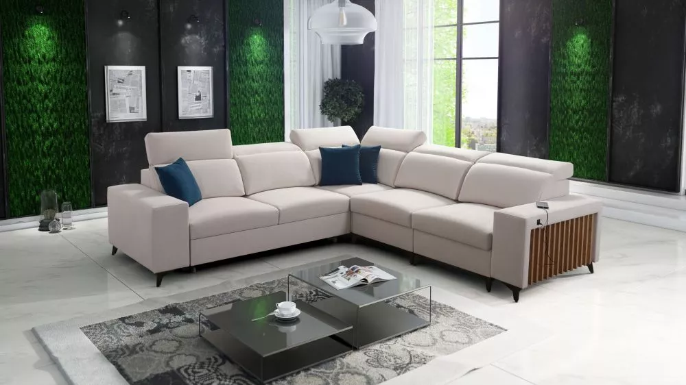Dīvāns Bartone 3 Standard · Gaišais krēms · 283 × 283 × 83 cm