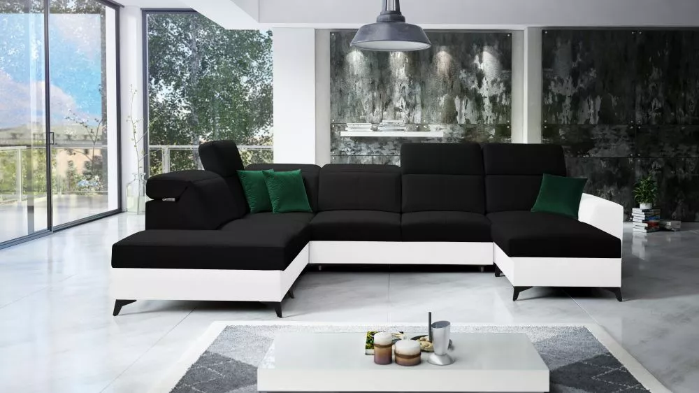 Dīvāns Belutti 6 Standard · Melns + balts · 236 × 362 × 84 cm