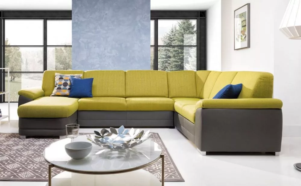 Dīvāns Barello XXL standard · Dzeltens + tumši pelēks · 212 × 330 × 90 cm