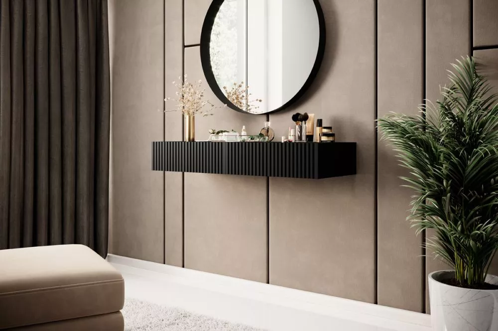 Kosmētikas galds Nicole T100 2SZ W · Melns · 100 × 15 × 41 cm