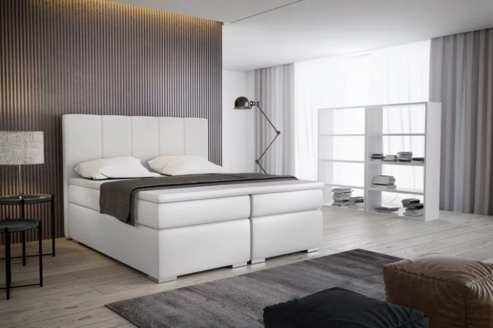 Gulta Bona Boxspring Standard Guļamvietas platums: 160 cm, Guļamvietas garums: 200 cm, · Balts · 170 × 206 × 120 cm