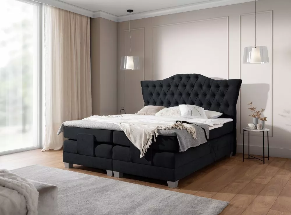 Gulta London Electric Boxspring Standard Guļamvietas platums: 120 cm, Guļamvietas garums: 237 cm, · Melns · 146 × 210 × 