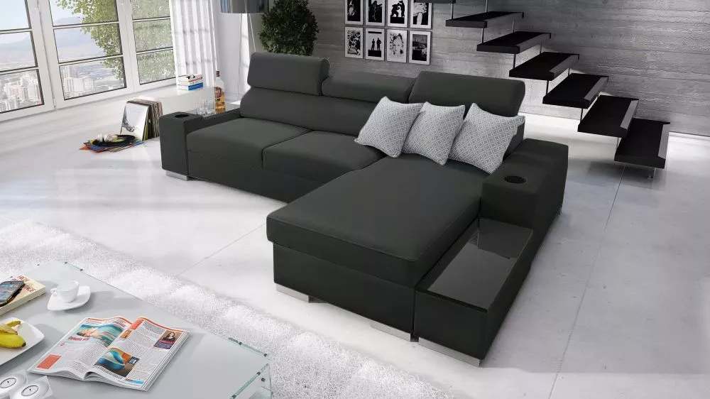 Dīvāns Perseo 1 Mini Standard · Melns · 170 × 274 × 95 cm