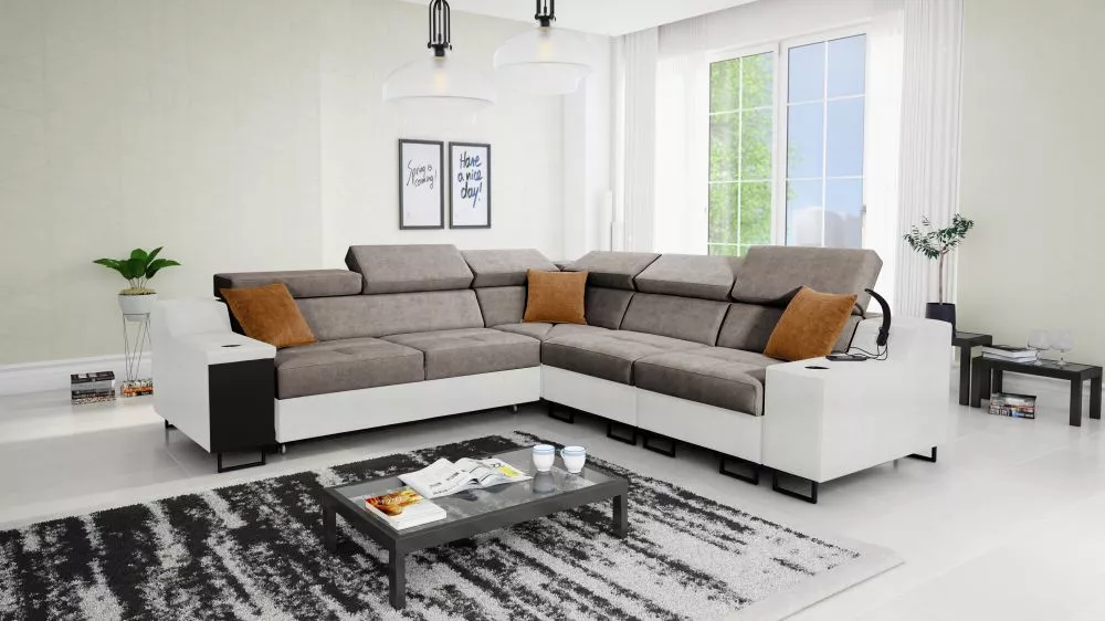 Dīvāns Alicante 3 Whisper Eco Standard · Brūns + balts · 287 × 289 × 81 cm