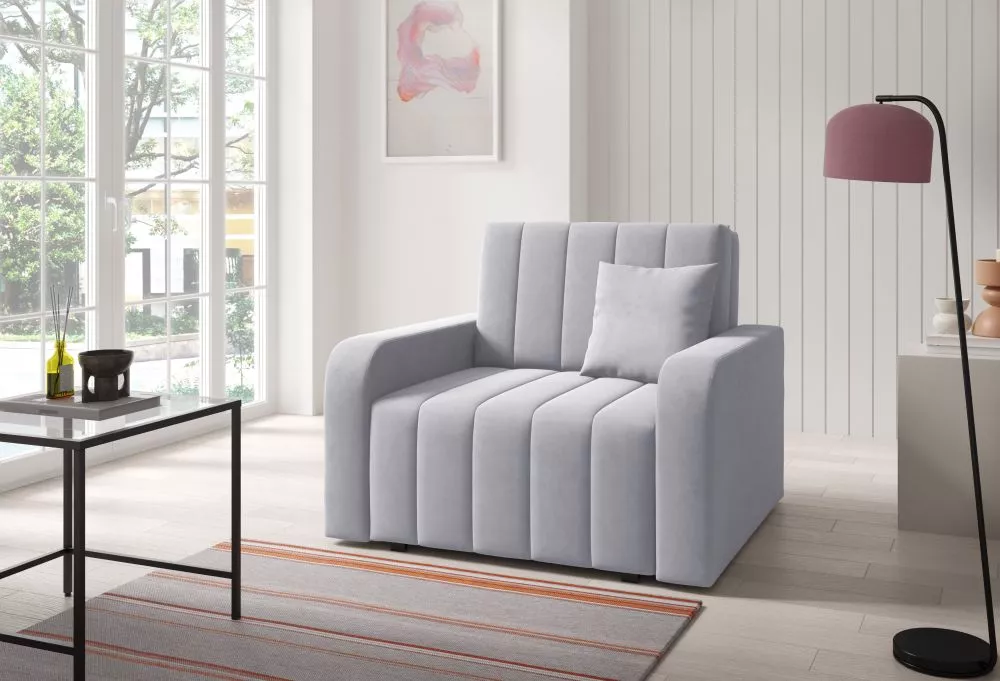 Mīksts krēsls Marko 1 standard Sēdvietas dziļums: 60 cm, · Gaiši pelēks · 105 × 97 × 85 cm