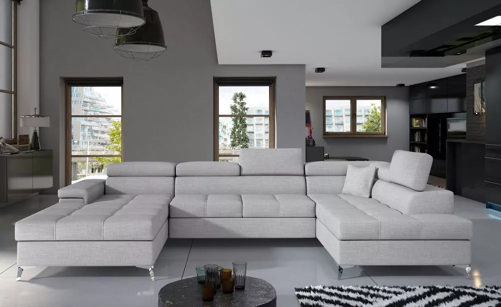 Dīvāns Eduardo Premium Standard · Gaiši pelēks · 202 × 345 × 70 cm