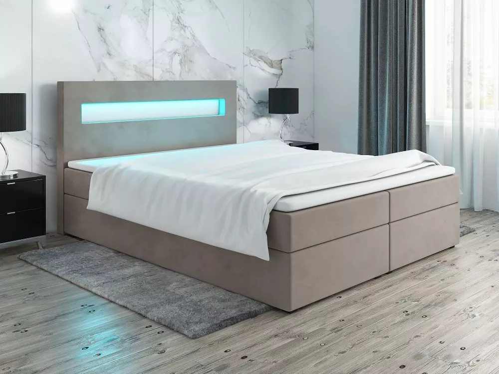 Gulta Classic 3 Boxspring standard ar LED Guļamvietas platums: 180 cm, Guļamvietas garums: 200 cm, · Kapučino · 180 × 20