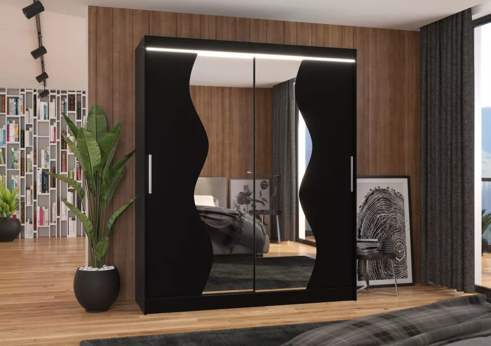 Skapis Medison ar LED · Melns · 180 × 58 × 215 cm