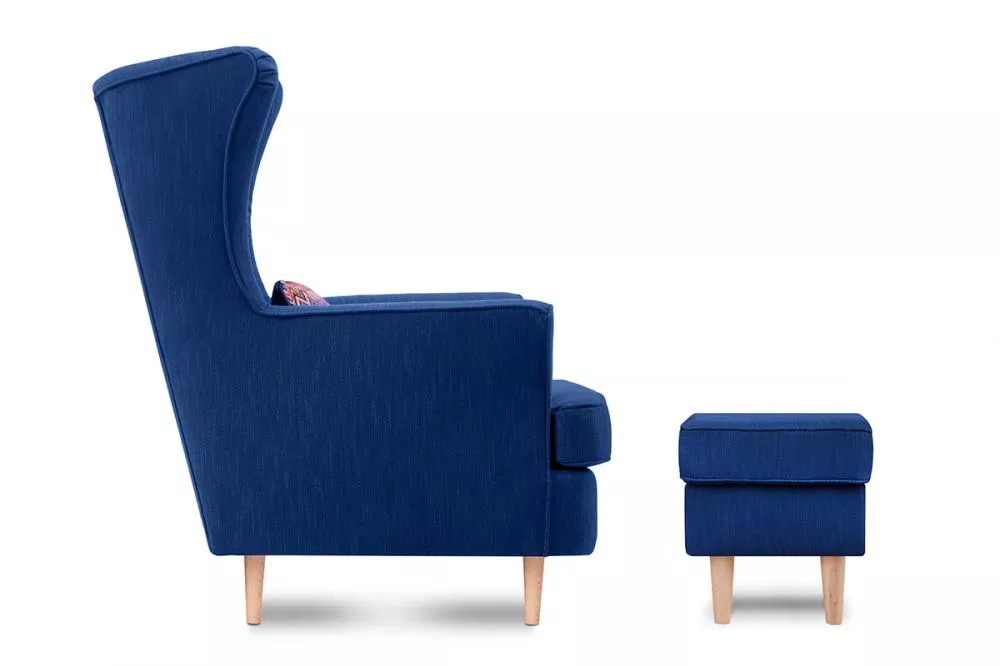Mīksts krēsls Stralis 1S Standard ar pufu · Zila · 82 × 80 × 108 cm