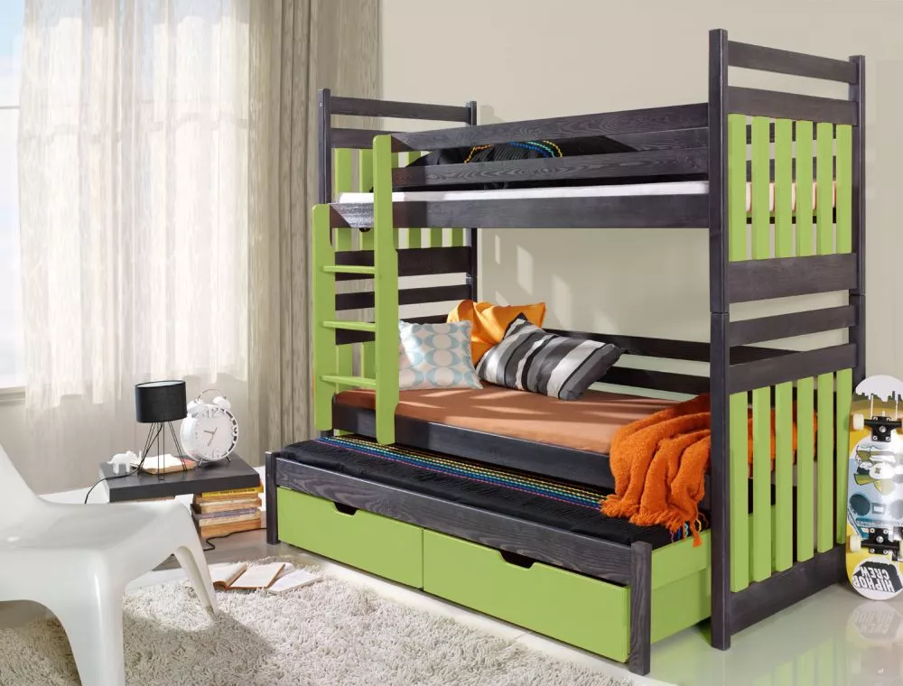 Bērnu gulta Sambor ar stelāžām Kāpņu puse: Pa labi, Guļamvietas platums: 80 cm, Guļamvietas garums: 180 cm, · 87 × 190 ×
