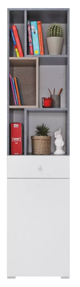Plaukts Sigma SI8 · Betons + balts + ozols · 45 × 190 × 40 cm
