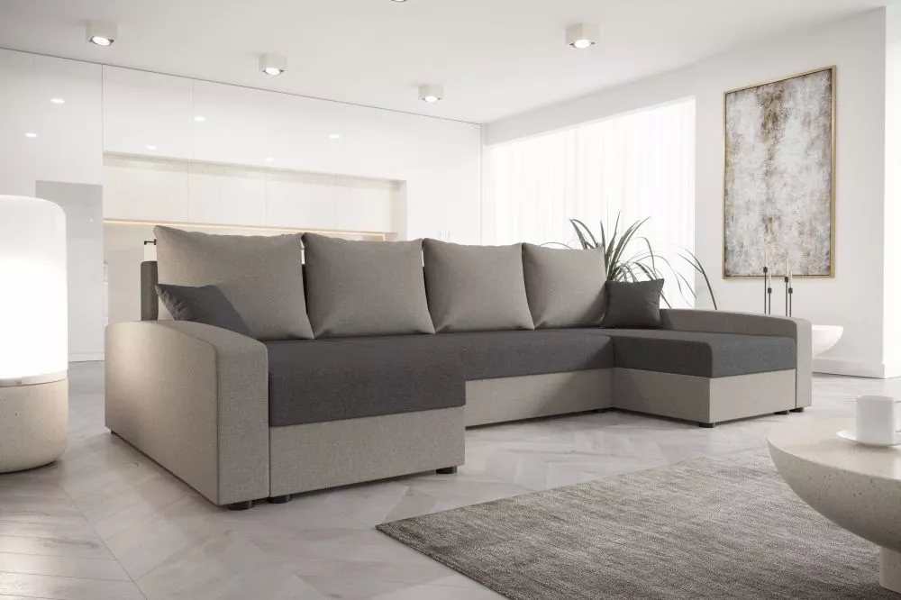 Dīvāns Chievo U Standard · Tumši pelēks + pelēks · 140 × 301 × 90 cm