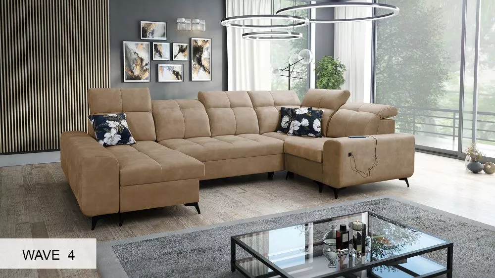 Dīvāns Golden 4 standard · Gaiši brūns · 202 × 331 × 85 cm