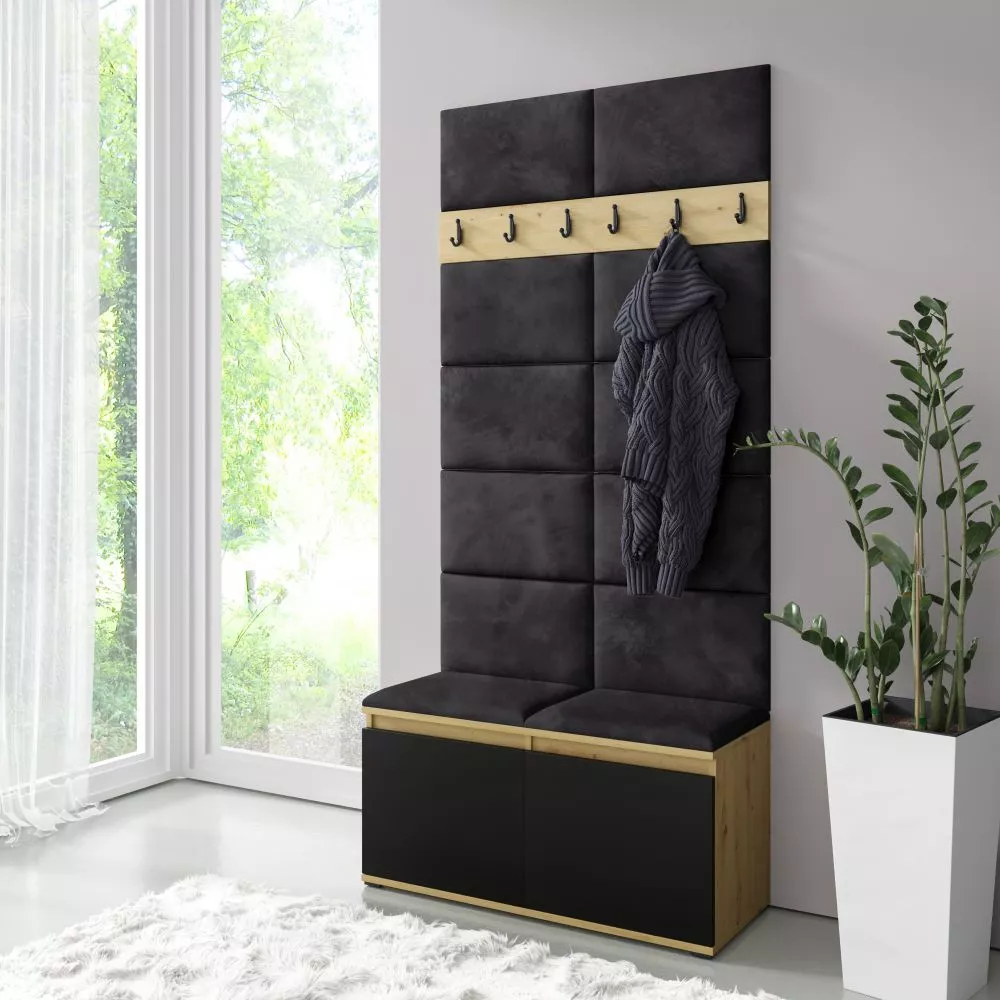 Apavu plaukts Emi 1 Trinity Korpusa krāsa: ozols artisan + melns, · 100 × 215 × 40 cm