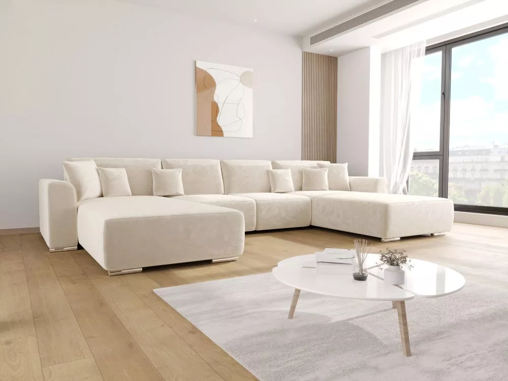 Dīvāns Gusto U Standard · Krēma · 195 × 384 × 67 cm
