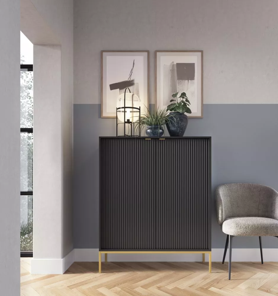 Kumode Nova Gold K-104 · Melns · 104 × 39 × 125 cm