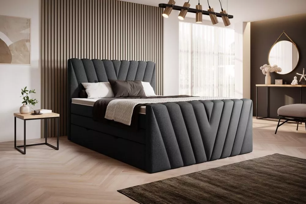 Gulta Candice Boxspring standard Guļamvietas platums: 140 cm, Guļamvietas garums: 200 cm, · Melna · 140 × 220 × 133 cm