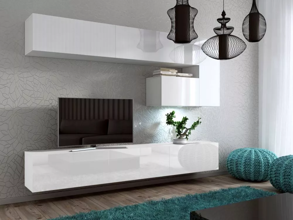 Sekcija Concept 15 ar LED · Balts · 249 × 35 × 178 cm