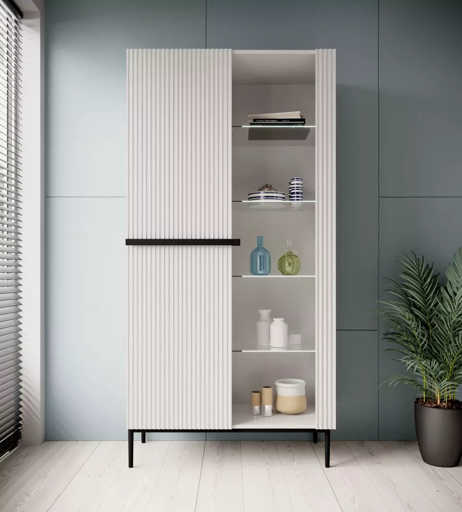 Sekcija Nicole W100 2D Black · Balts · 100 × 45 × 200 cm