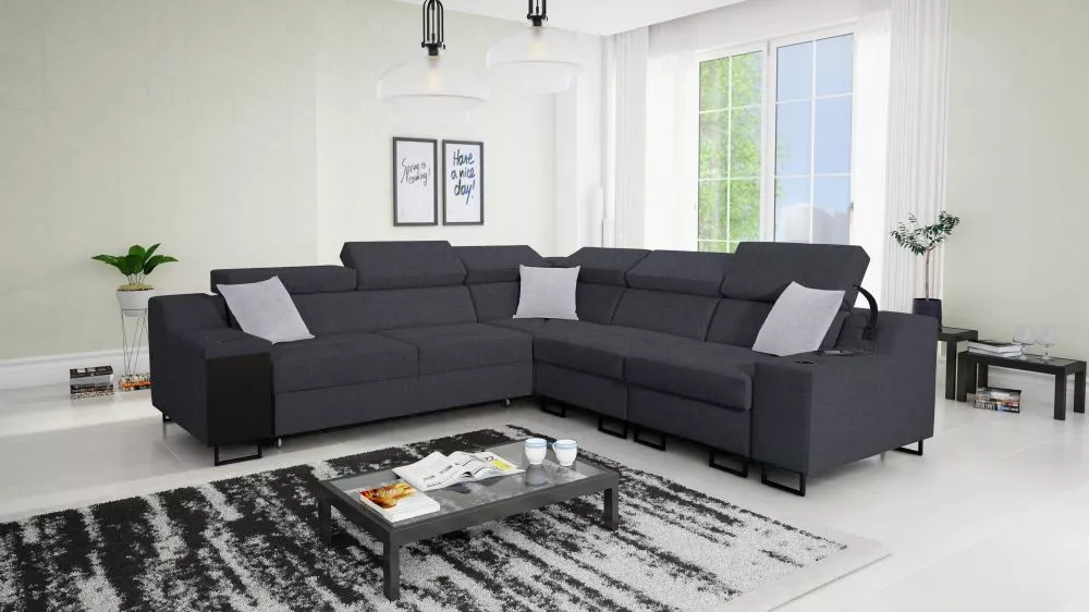 Dīvāns Alicante 3 Standard · Tumši pelēks · 287 × 289 × 81 cm