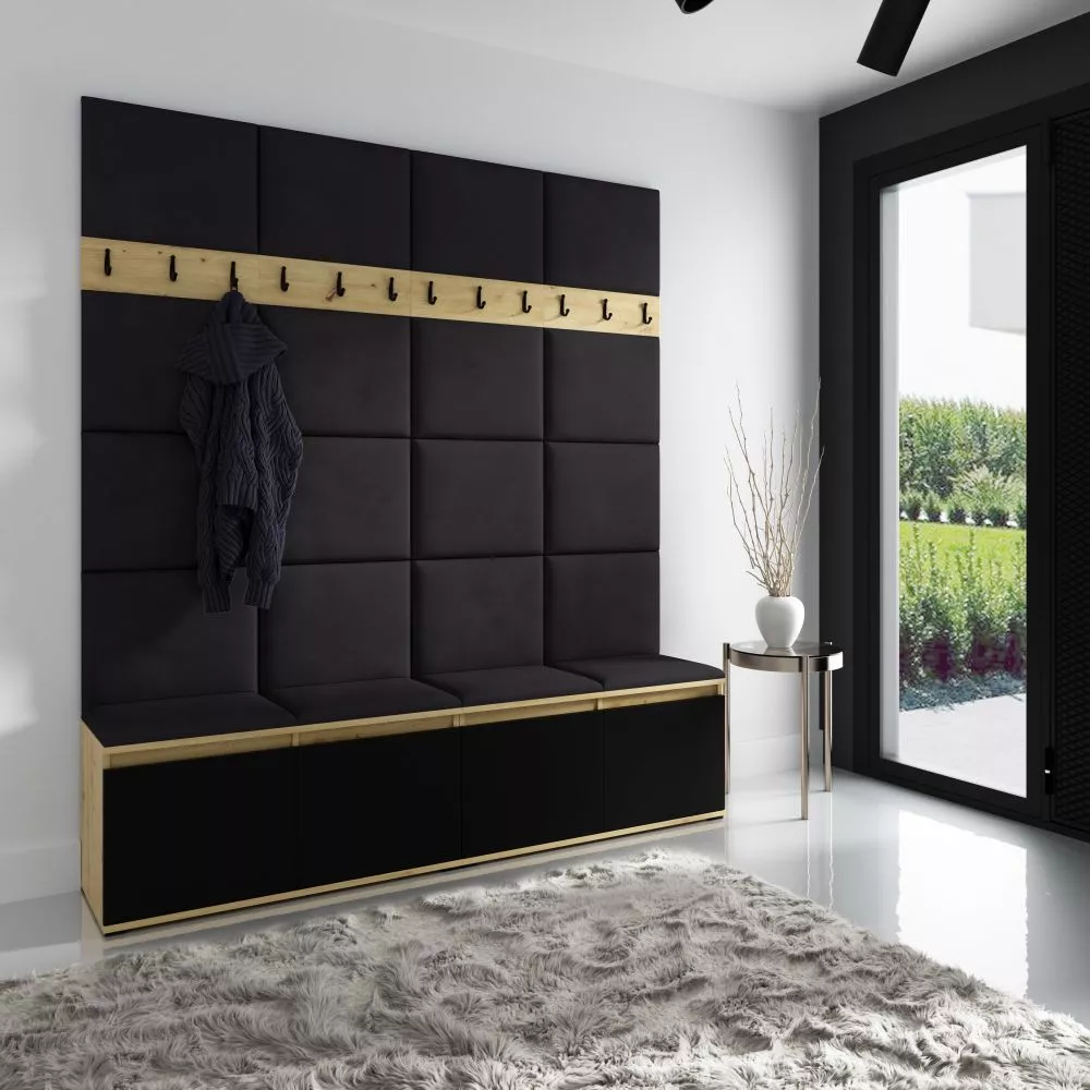 Apavu plaukts Emi 4 Trinity Korpusa krāsa: ozols artisan + melns, · 200 × 225 × 40 cm