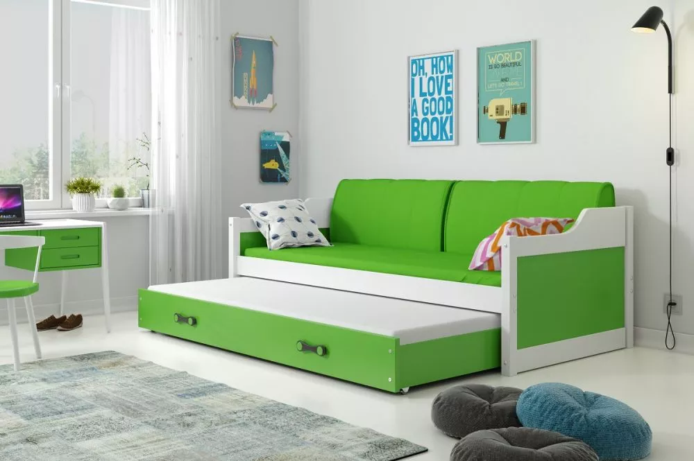 Bērnu gulta Dawid Trundle White ar stelāžu Guļamvietas platums: 90 cm, Guļamvietas garums: 200 cm, · 97 × 205 × 90 cm