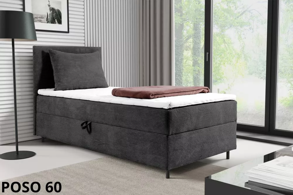 Gulta Poso R Mini Boxspring Standard Guļamvietas platums: 70 cm, Guļamvietas garums: 200 cm, · Pelēks · 73 × 206 × 112 c