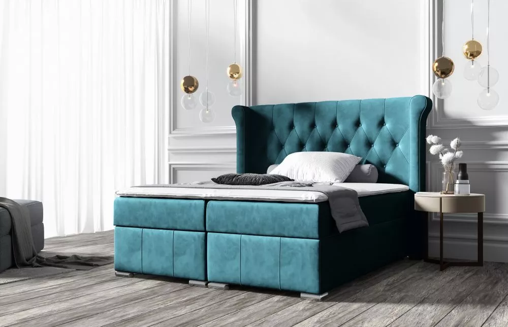 Gulta Massimo Boxspring Premium Standard Guļamvietas platums: 140 cm, Guļamvietas garums: 200 cm, · Tirkīzs · 180 × 215 