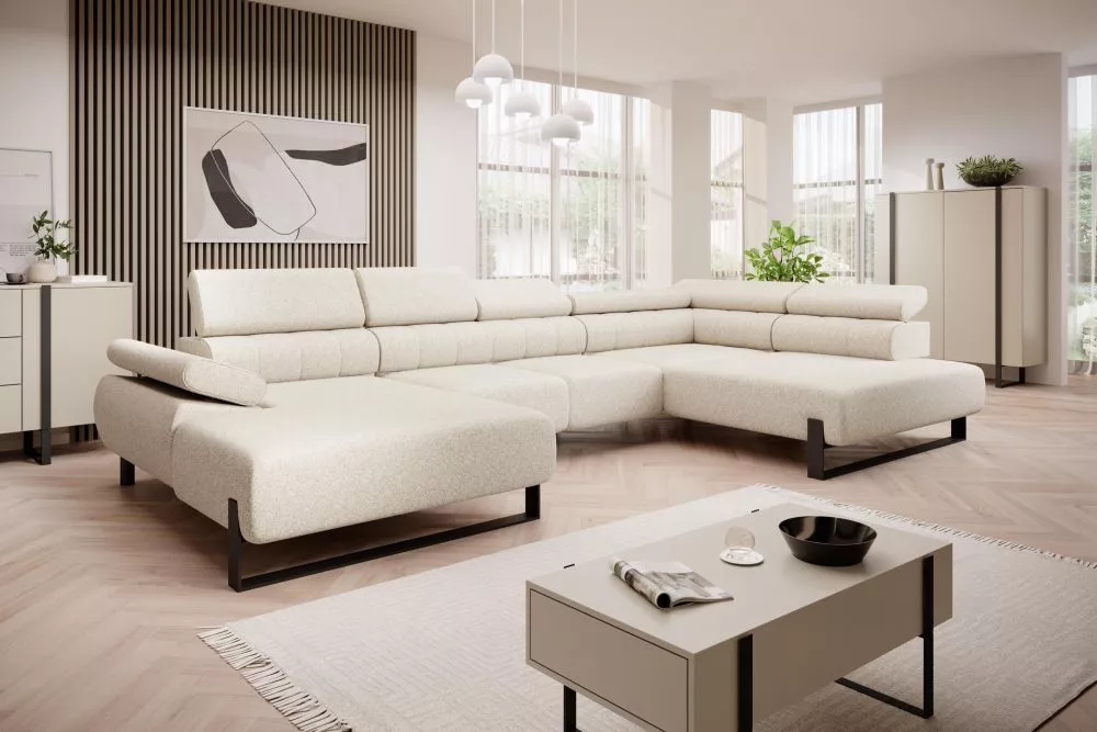 Dīvāns Verica U 2 Standard · Gaiši bēšs · 214 × 392 × 79 cm