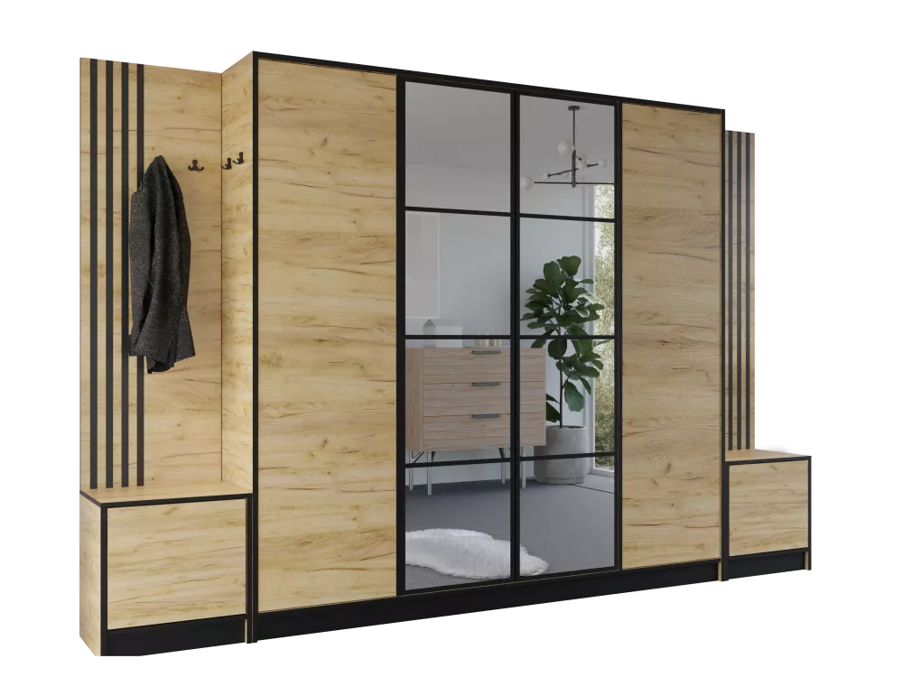 Koridora iekārta Eden Plus 17 · Ozols craft zelts · 312.8 × 39 × 205 cm