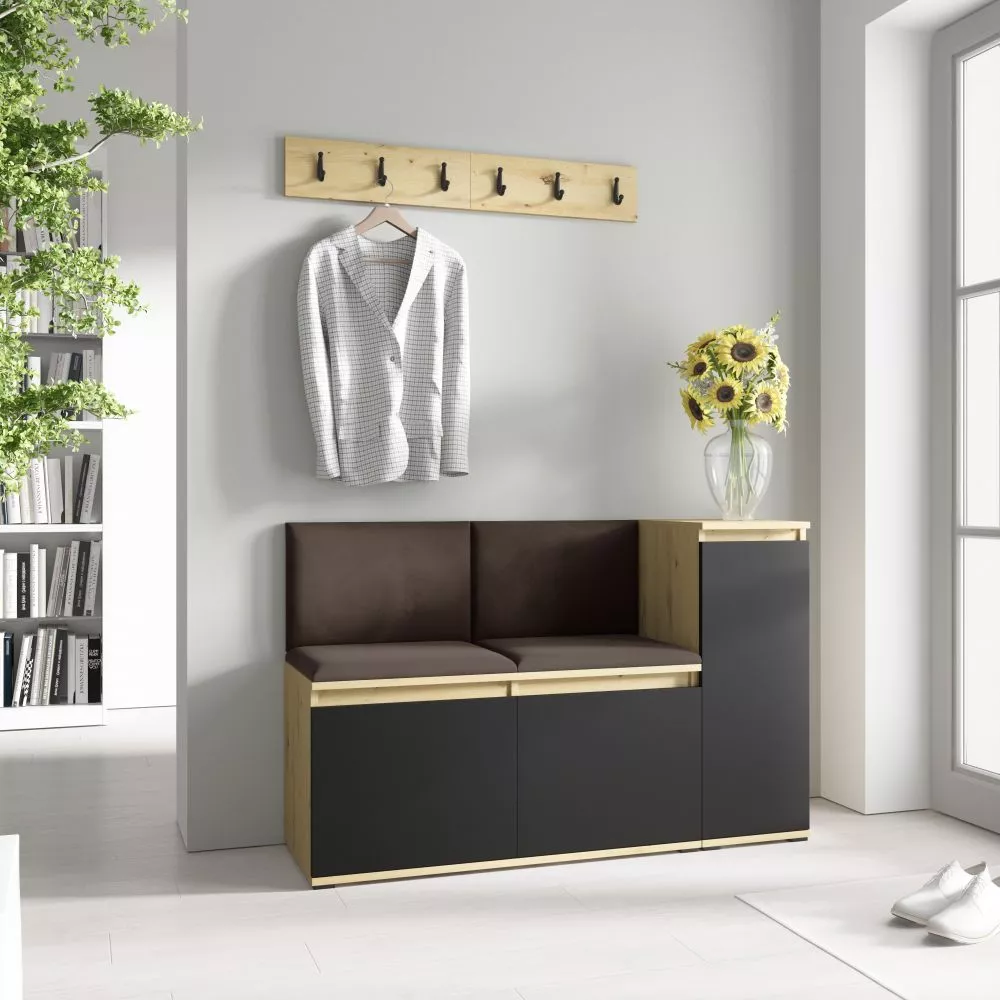 Apavu plaukts Emi 25 Trinity Korpusa krāsa: ozols artisan + melns, · 130 × 40 cm