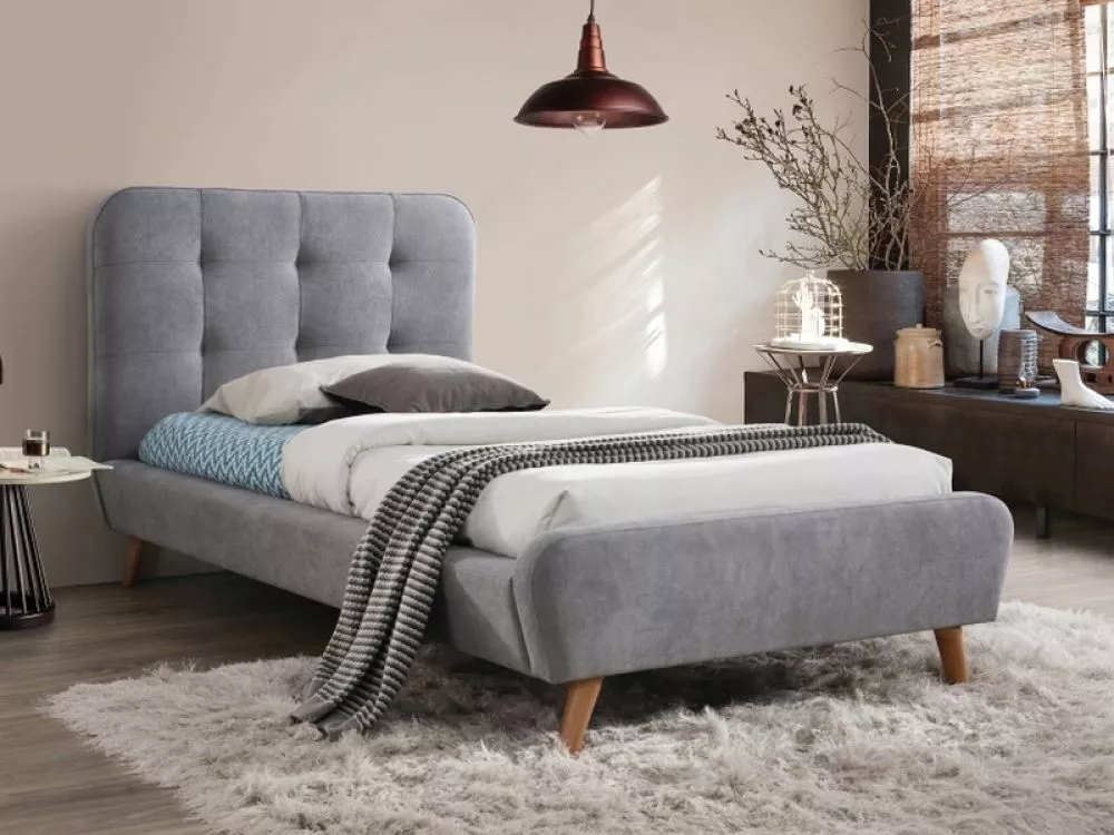 Gulta Tiffany 90x200 ar stelāžu Guļamvietas platums: 90 cm, Guļamvietas garums: 200 cm, stelāžas tips: koka, · Pelēks · 