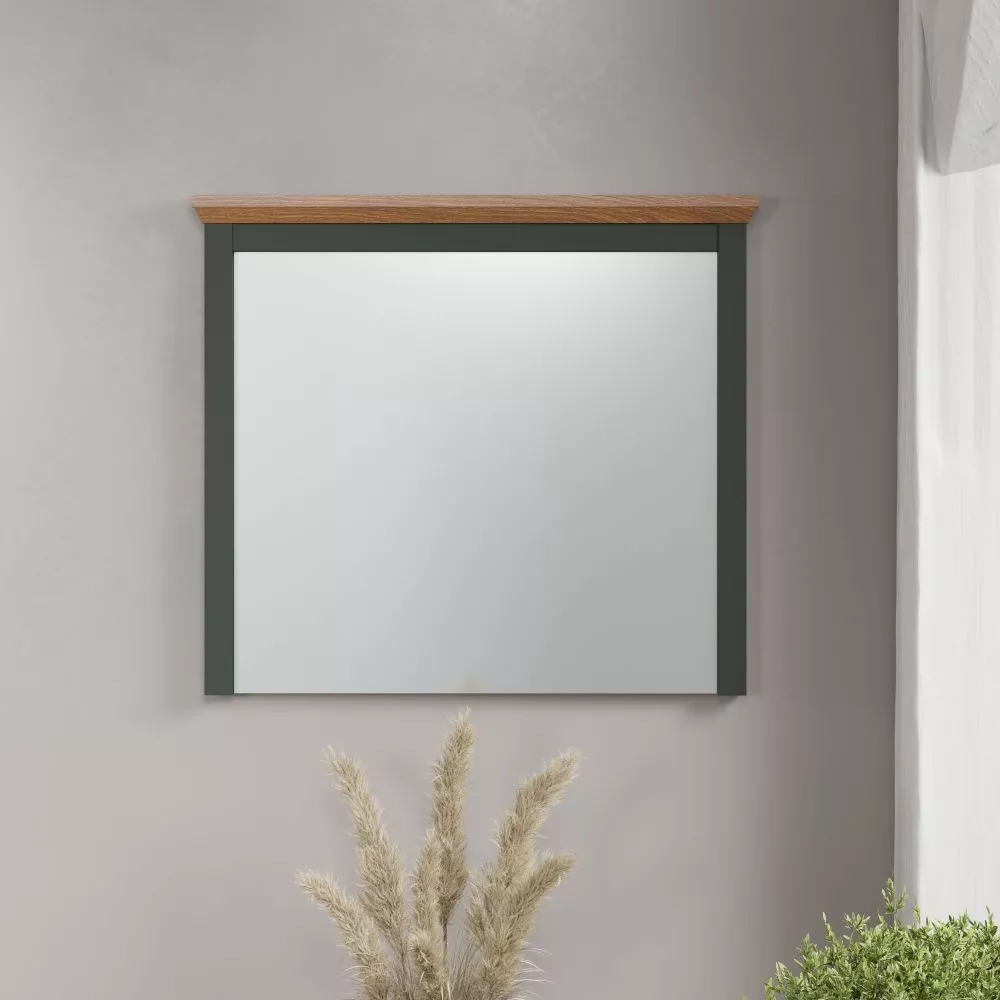 Spogulis Stanton 04 Korpusa krāsa: tumši zaļš, Elementu krāsa: ozols, · 77 × 6 × 68 cm