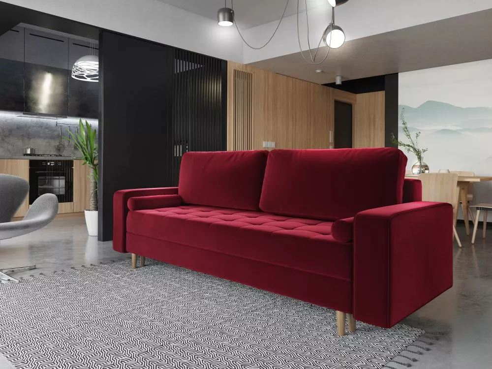 Dīvāns Prima Sofa standard · Sarkans · 91 × 238 × 90 cm
