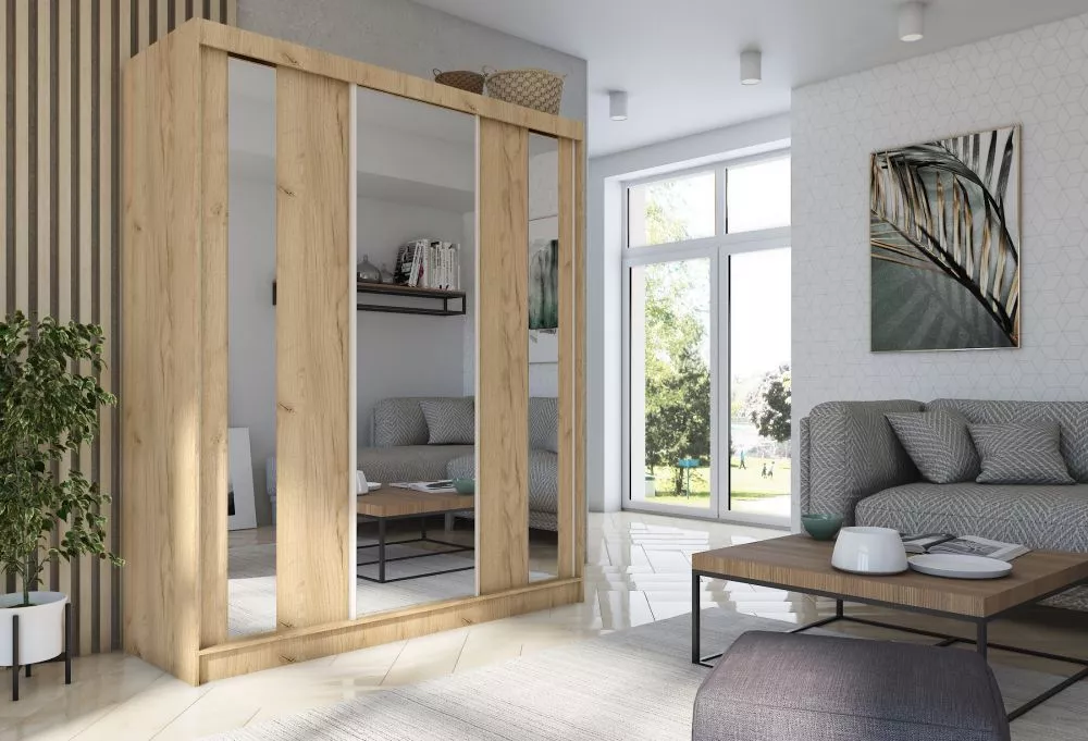 Skapis Gracja ar LED · Ozols craft zelts · 180 × 61 × 216 cm