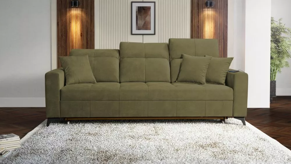 Dīvāns Inez Sofa standard · Olīvu · 100 × 235 cm