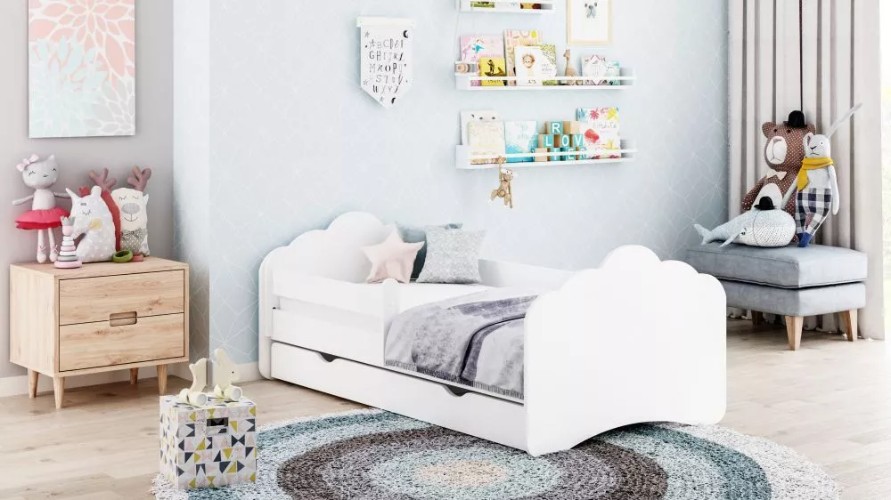 Bērnu gulta Mobi ar stelāžu Guļamvietas platums: 70 cm, Guļamvietas garums: 140 cm, · 82 × 148 × 65 cm