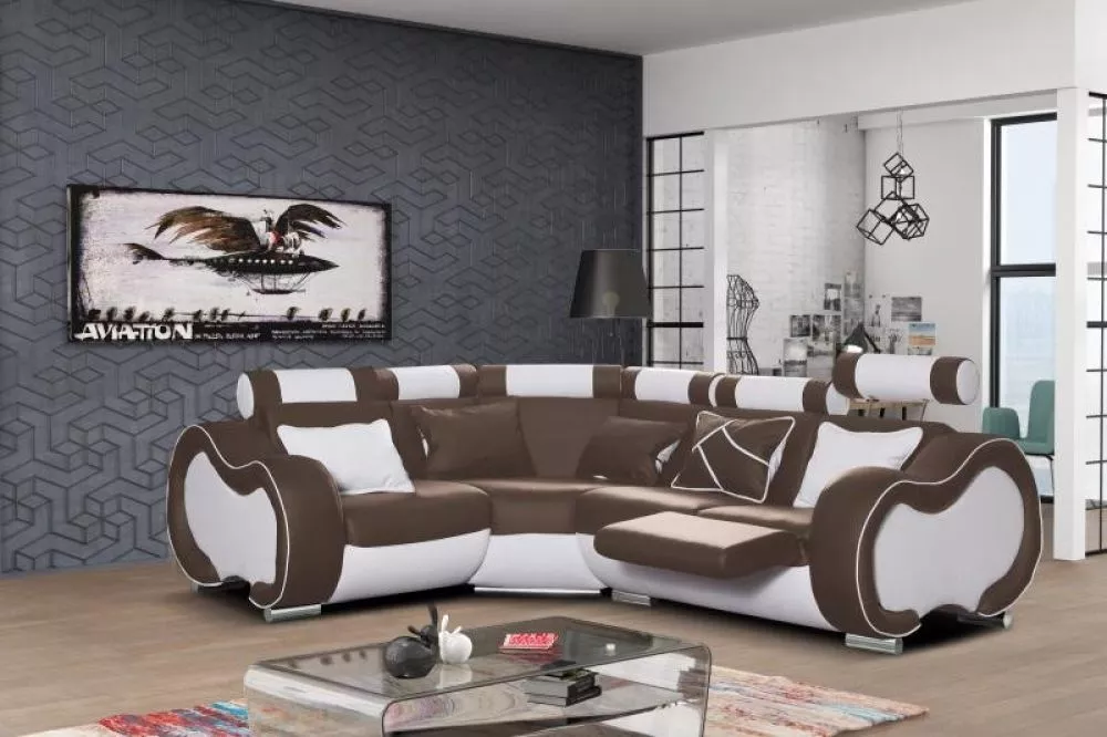 Dīvāns Arizona B Mini Standard · Brūns + balts · 205 × 265 × 87 cm