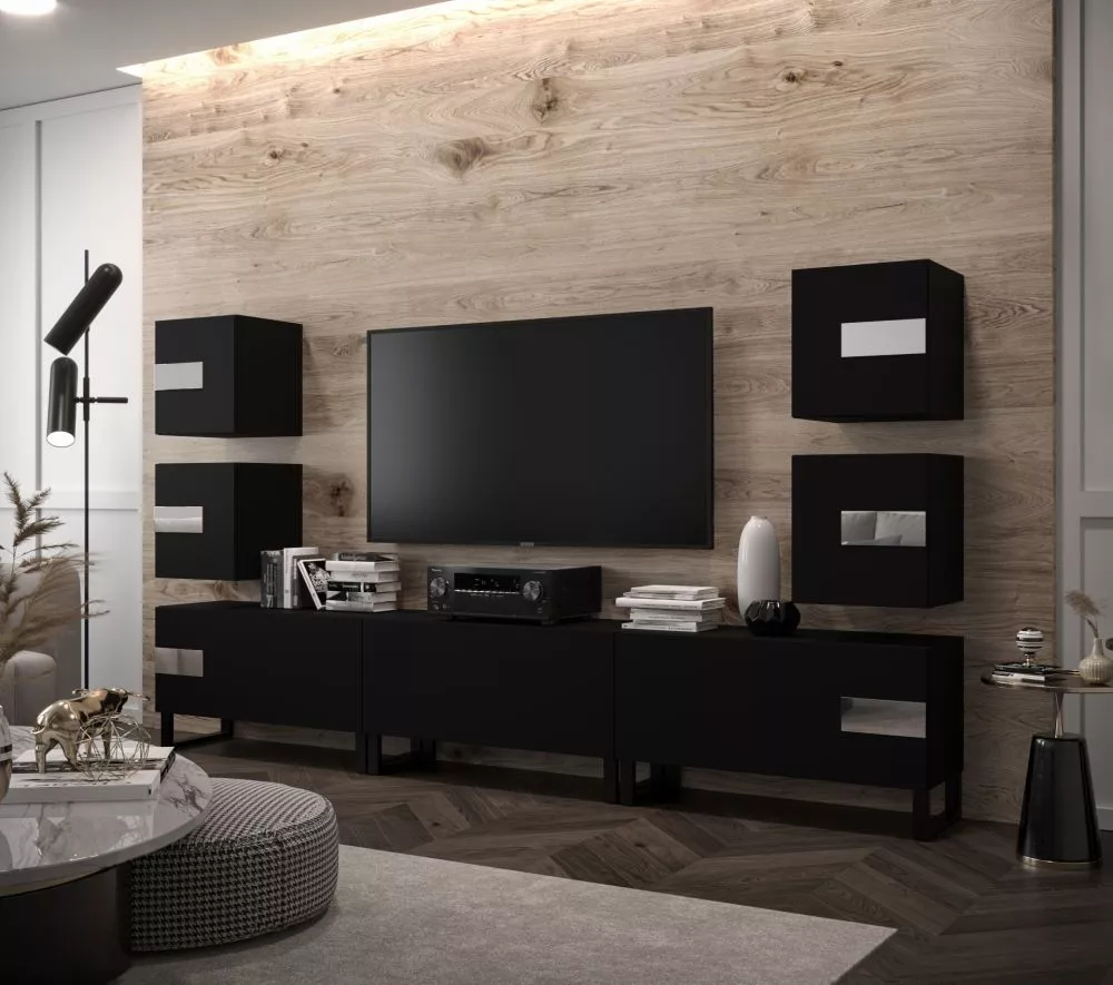 Sekcija New Concept C95 · Melns · 257 × 35 × 150 cm