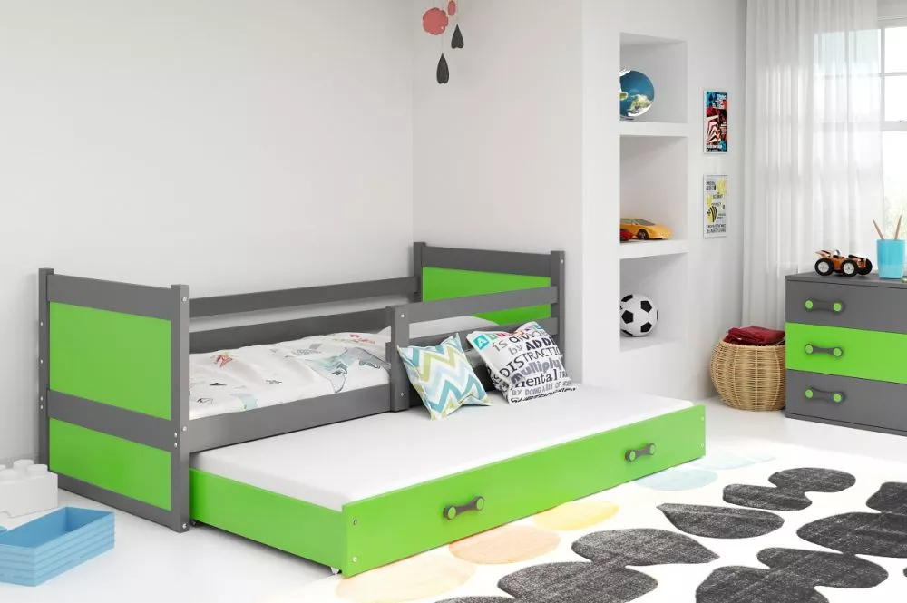 Bērnu gulta Rico Trundle Graphite ar stelāžu Guļamvietas platums: 80 cm, Guļamvietas garums: 190 cm, · 87 × 195 × 73 cm