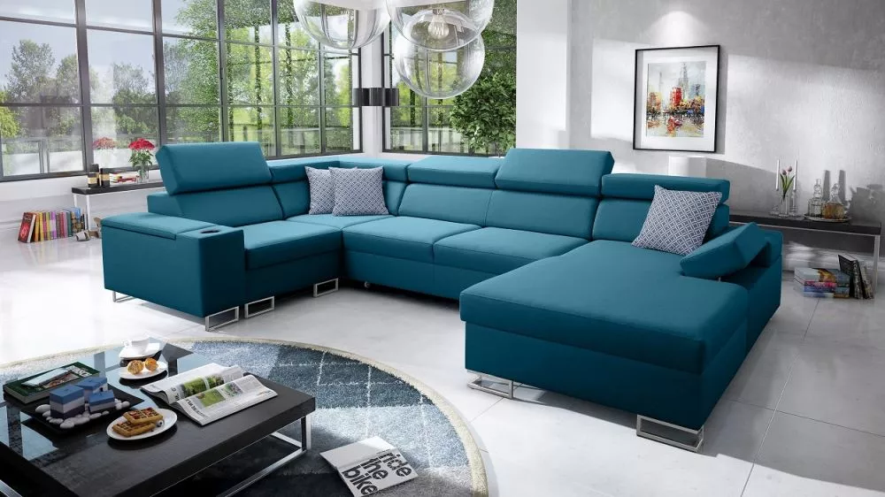 Dīvāns Solvato 4 Mini Standard · Tirkīzs · 209 × 343 × 81 cm