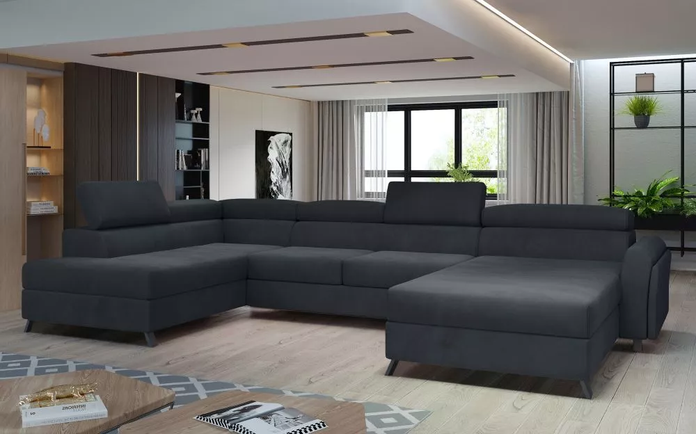 Dīvāns Josette Premium standard · Grafīts · 190 × 360 × 98 cm