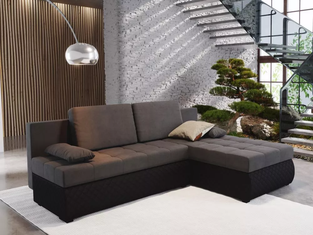 Dīvāns Bolt Standard · Pelēks + melns · 148 × 214 × 85 cm