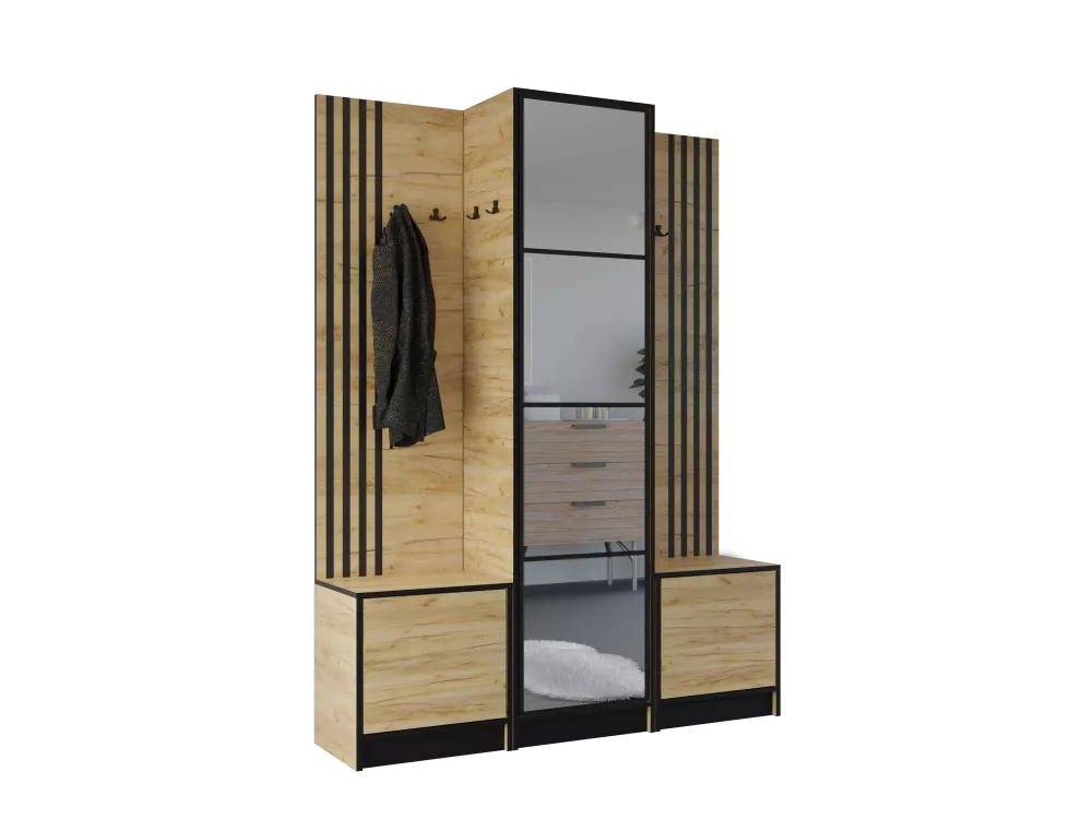 Koridora iekārta Eden Plus 16 · Ozols craft zelts · 159.4 × 39 × 205 cm