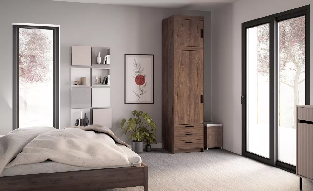 Skapis Elena 1D3S Premium · Lefkas · 59.9 × 53 × 245.5 cm