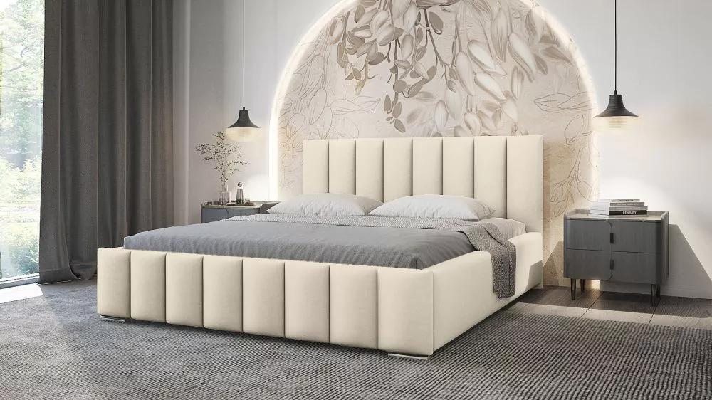 Gulta Nero Standard ar stelāžu Guļamvietas platums: 140 cm, Guļamvietas garums: 200 cm, stelāžas tips: koka, · Krēma · 1