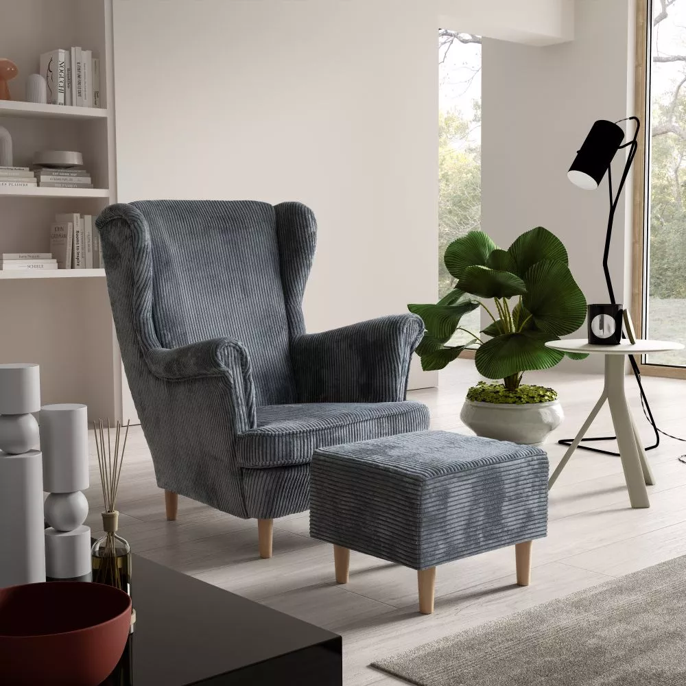 Mīksts krēsls Maya 194 1S+P Poso Standard Sēdvietas dziļums: 55 cm, · Tumši pelēks · 85 × 90 × 103 cm