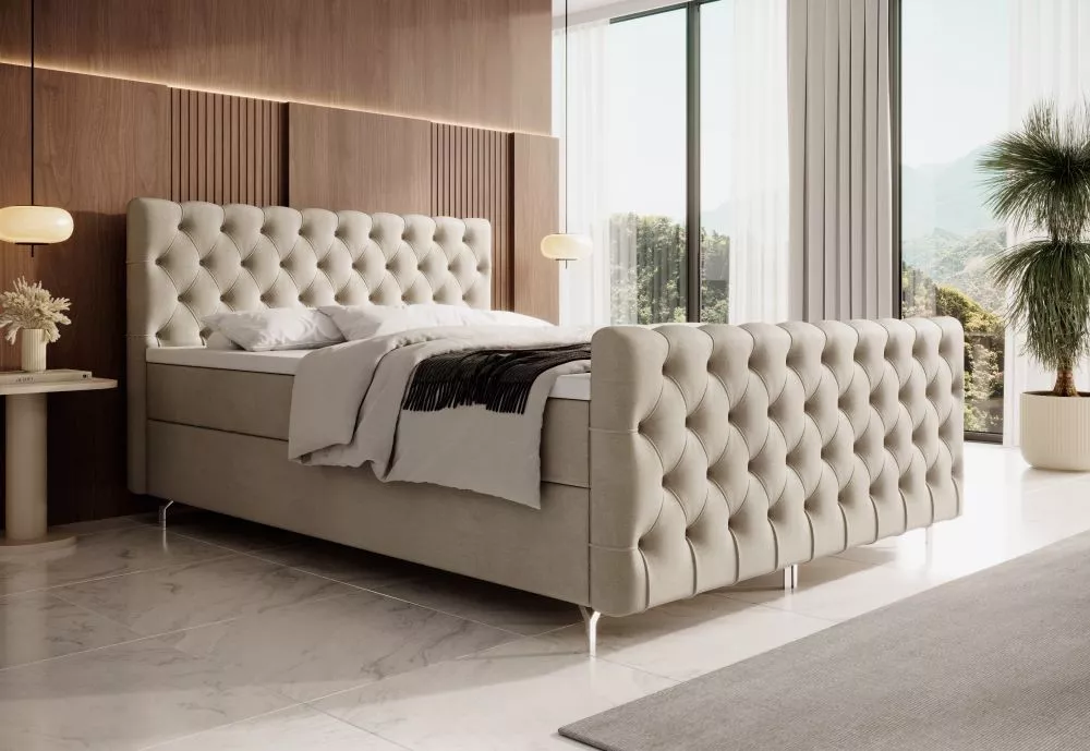 Gulta Chester Plus Bonell Boxspring Standard Guļamvietas platums: 180 cm, Guļamvietas garums: 200 cm, · Gaiši bēšs · 180