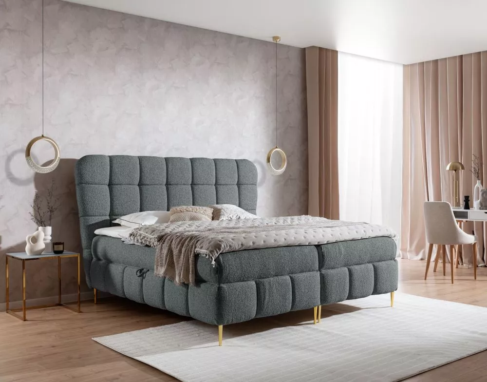 Gulta Lolly Boxspring Standard Guļamvietas platums: 160 cm, Guļamvietas garums: 200 cm, · Tumši pelēks · 187 × 207 × 123