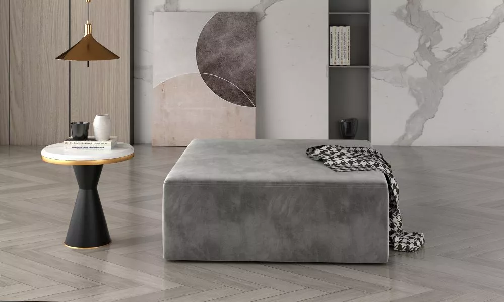 Pufs Kelim Standard Auduma numurs: Monolith 85, · Tumši pelēks · 83 × 42 × 83 cm